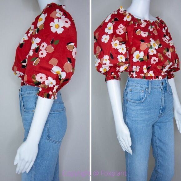 NWT kate spade Botanical garden aperitif top, Red and White - Picture 15 of 15